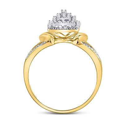 Diamond Engagement Square Ring 10k Yellow Gold