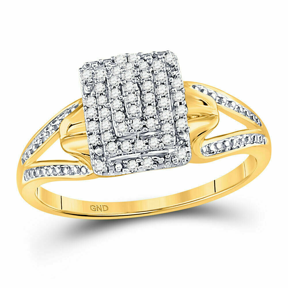 Diamond Engagement Square Ring 10k Yellow Gold